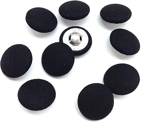Vista 27 de PEPPERLONELY 10 piezas de tela de 0.394 in cubierta con botones redondos de vástago de metal, azul marino