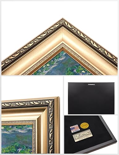 Miniatura 5 de IPIC - Reproducción artística de los lirios de agua de Claude Monet 1906, impresiones giclée que combinan con el marco dorado clásico, arte de pared
