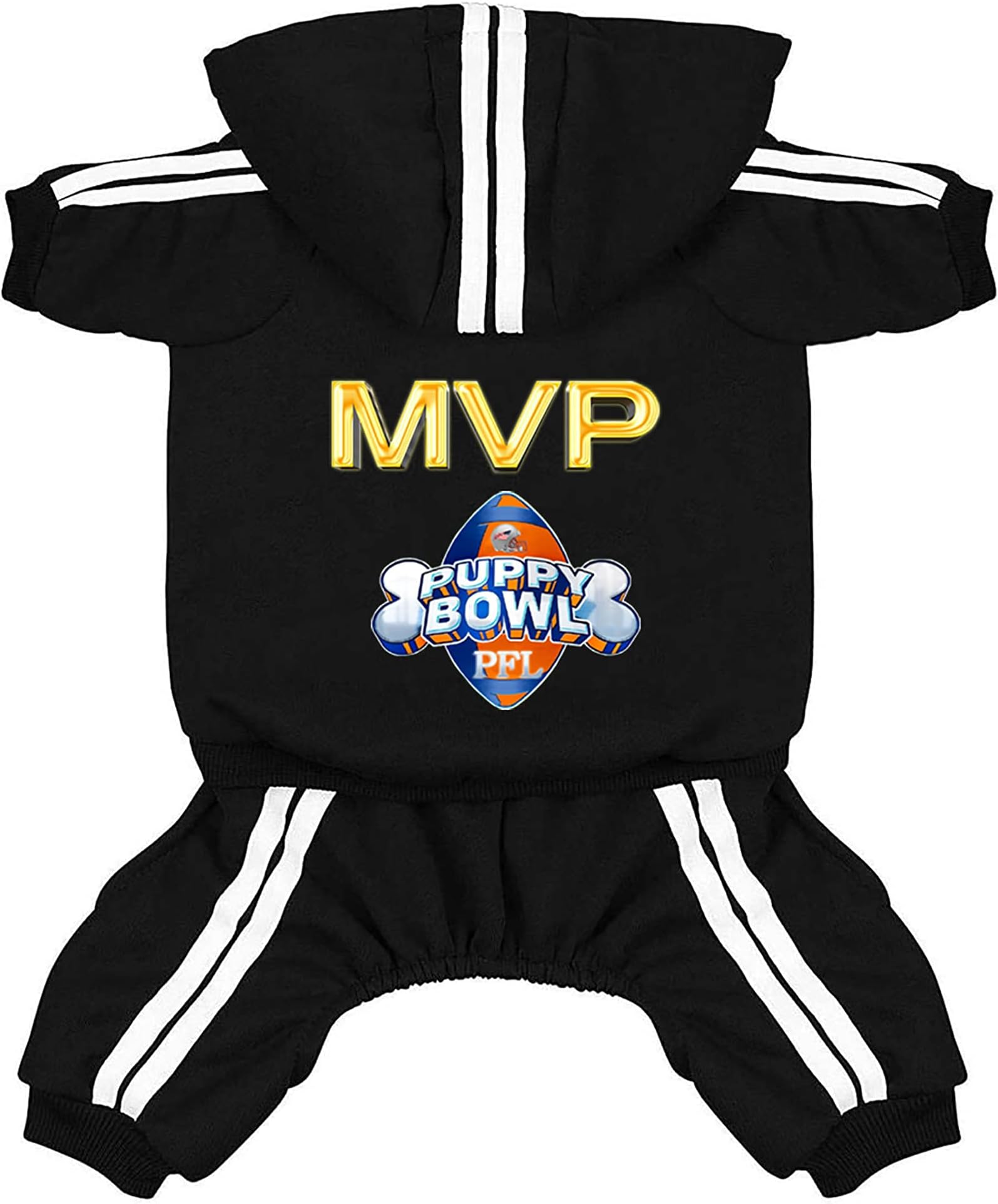 Dog Hoodies Dog Clothes Apparel 4 Legs Jumpsuit Football MVP Fleece Sweater Winter Sweat Shirt Warm Cotton Hoodie for Small Dog Medium Large Dog Cat (Black, M)