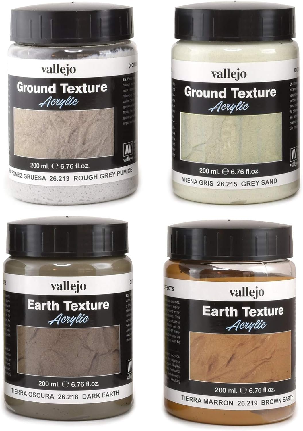 Vallejo Texture Paint, Set Of 4, 200 ML Each Arts, Crafts