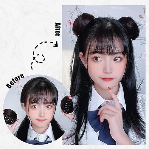 Miniatura 4 de NICENEEDED 2 piezas de moño de pelo con clip de garra, 1.5 x 2.7 pulgadas, orejas de gato desordenadas, extensiones de dona, accesorio de peluca,