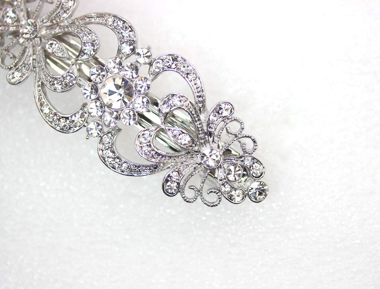 Faship Gorgeous Clear Crystal Floral Hair Barrette