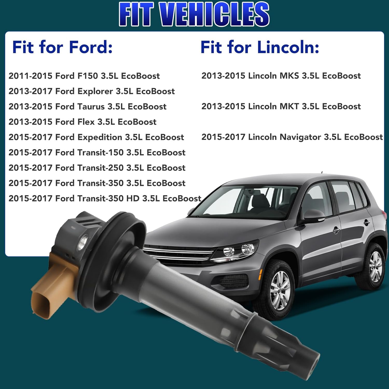 Set of 6 Ignition Coil Pack and Spark Plugs for 3.5L Ford F150 Explorer Expedition Flex Taurus Lincoln Navigator 2011 2012 2013 2014 2015 2016 2017 3.5 EcoBoost V6 Coil Packs Spark Plugs DG549 UF646