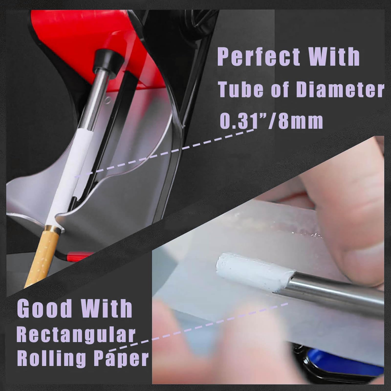 macchina per rollare, Set di 2 iniettori automatici for tubi King Size, dispositivi portatili for arrotolare sigarette con diametro 8 mm