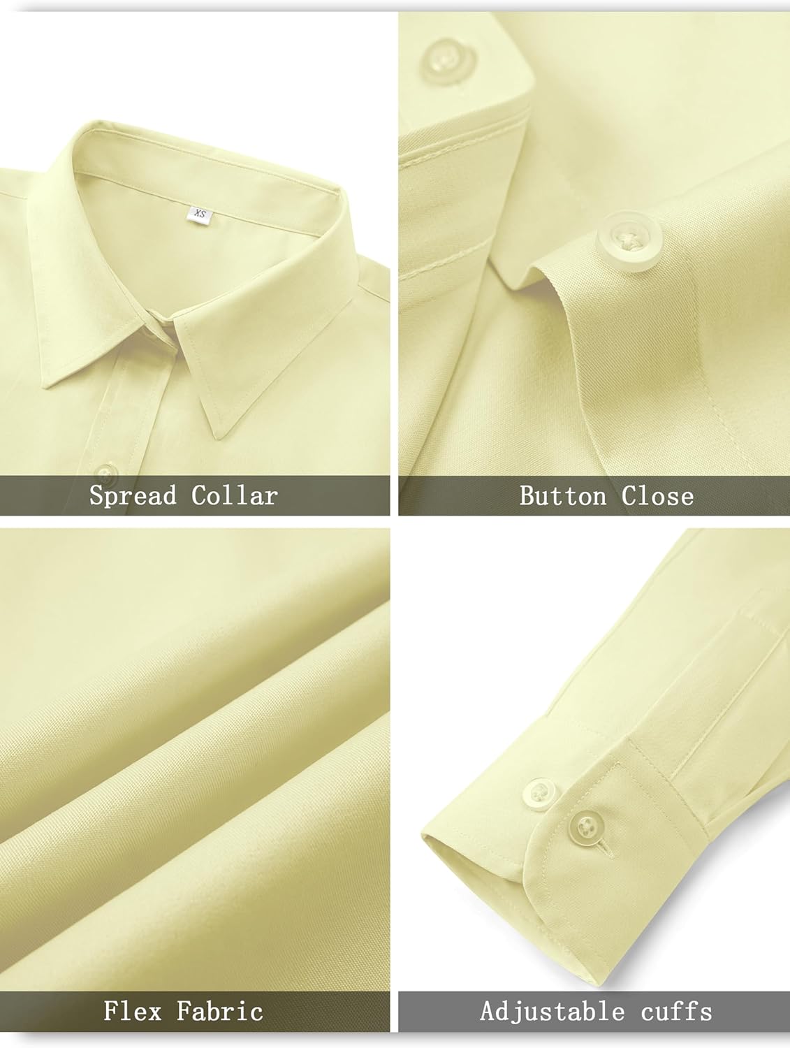 Soft Wrinkle-Free Women's Button Down Dress Shirts Solid Long Sleeve Work Blouses Fit Stretch Casual Tops XXS-6XL - Image 4