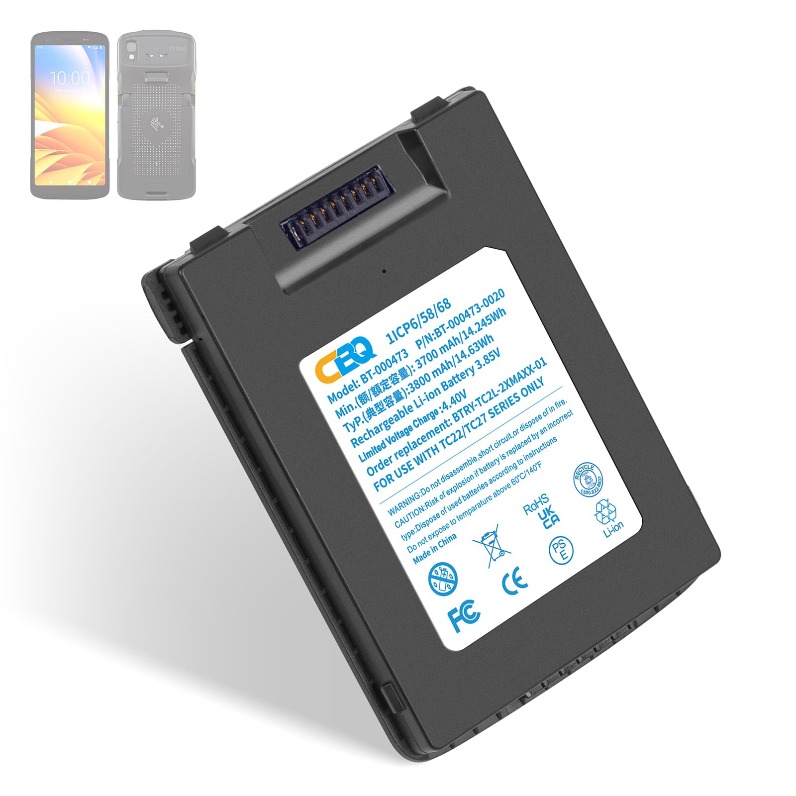 Amazon.com: BT-000473 Battery Replacement for Zebra TC22 TC27 HC50