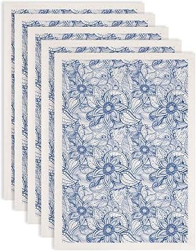 SUPERDANT 5PCS Perris Pattern Underglaze Paper Transfer Peruvian Lily Flowers Transfer Paper for Clay Ceramic Porcelain Under Glaze Transfers for Pottery Enamel Decals Blue Papers Handcrafted Gifts