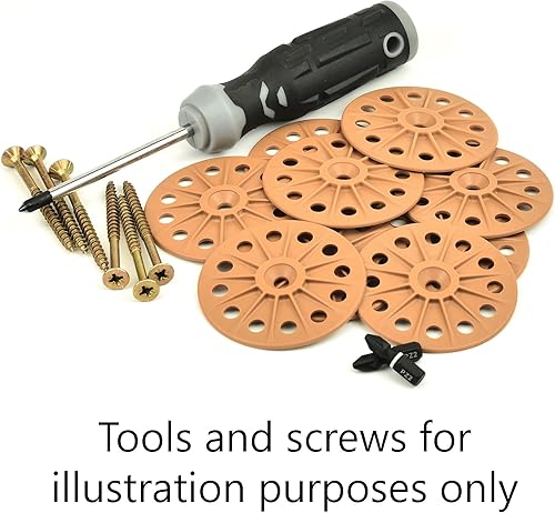 Miniatura 2 de Arandelas reforzadas de fibra de vidrio y 30% de 2.362in para fijar tablas de aislamiento rígidas, color marrón, 100 unidades