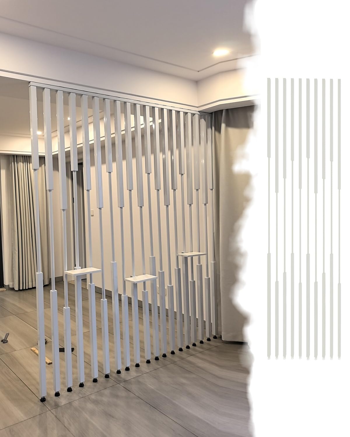 Room Divider Metal Entrance Hall Wall Partition Room Divider Floor to Ceiling, Open Space Separation Post, Privacy Square Column for Living Office Studio(10pcs Height,170cm/66.9in/5.6ft)