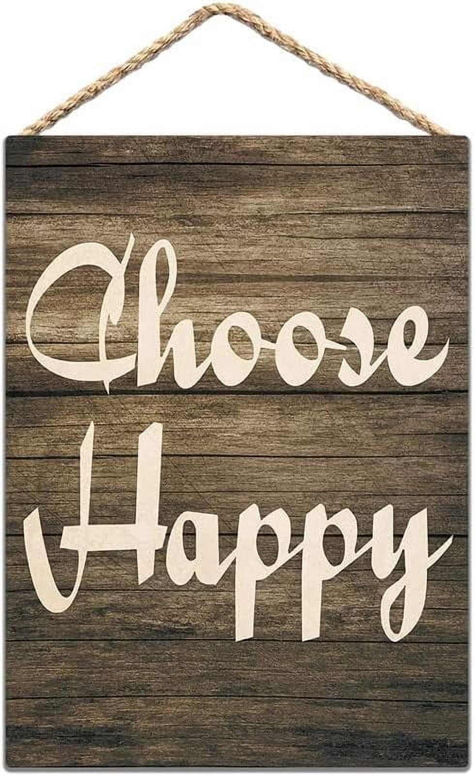 Choose Happy Wooden Hanging Wall Sign 12X6 Inch - Home & Office Decor for Optimists, Mood-Boosting Positive Energy Art