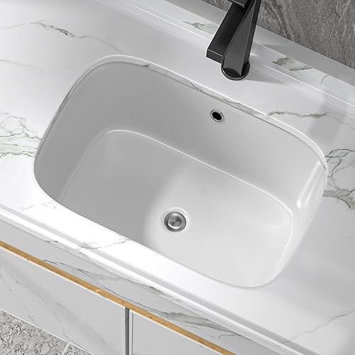 Miniatura 155 de Fregadero de baño de 19 x 15 pulgadas con grifo y desagüe desplegable – Porcelana negra mate rectangular sobre mostrador moderno lavabo de arte