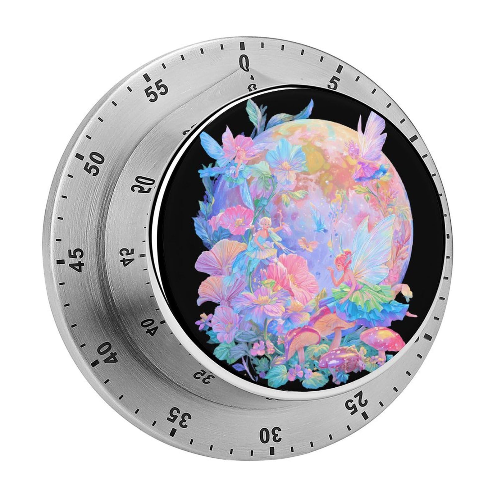 FairysMystical Butterflys Floral Mechanical Timer with Alarm for Kitchen Cooking Productivity Stainless Steel Timers