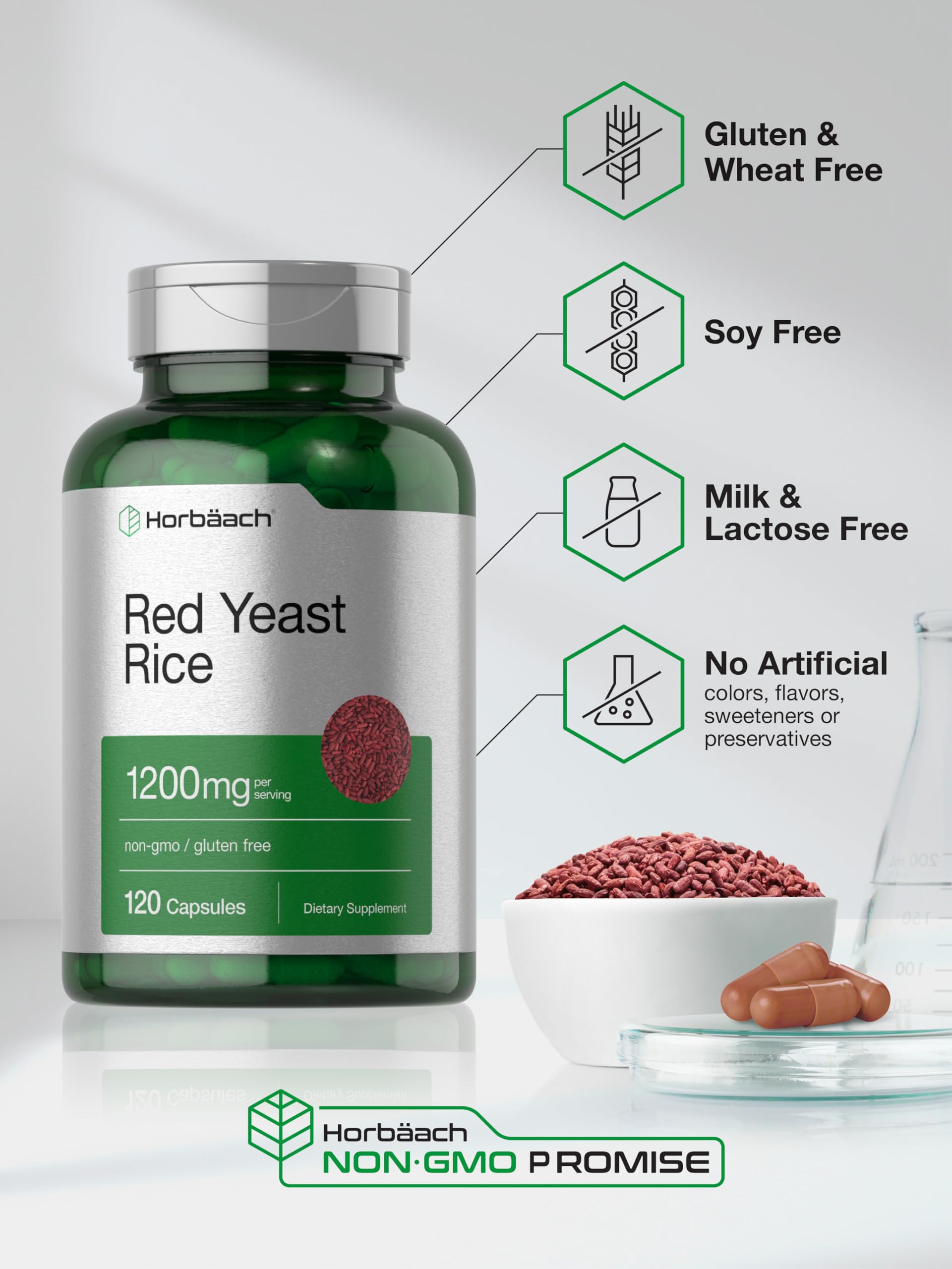 Horbäach Red Yeast Rice 1200 mg | 120 Capsules — Amazon image 5
