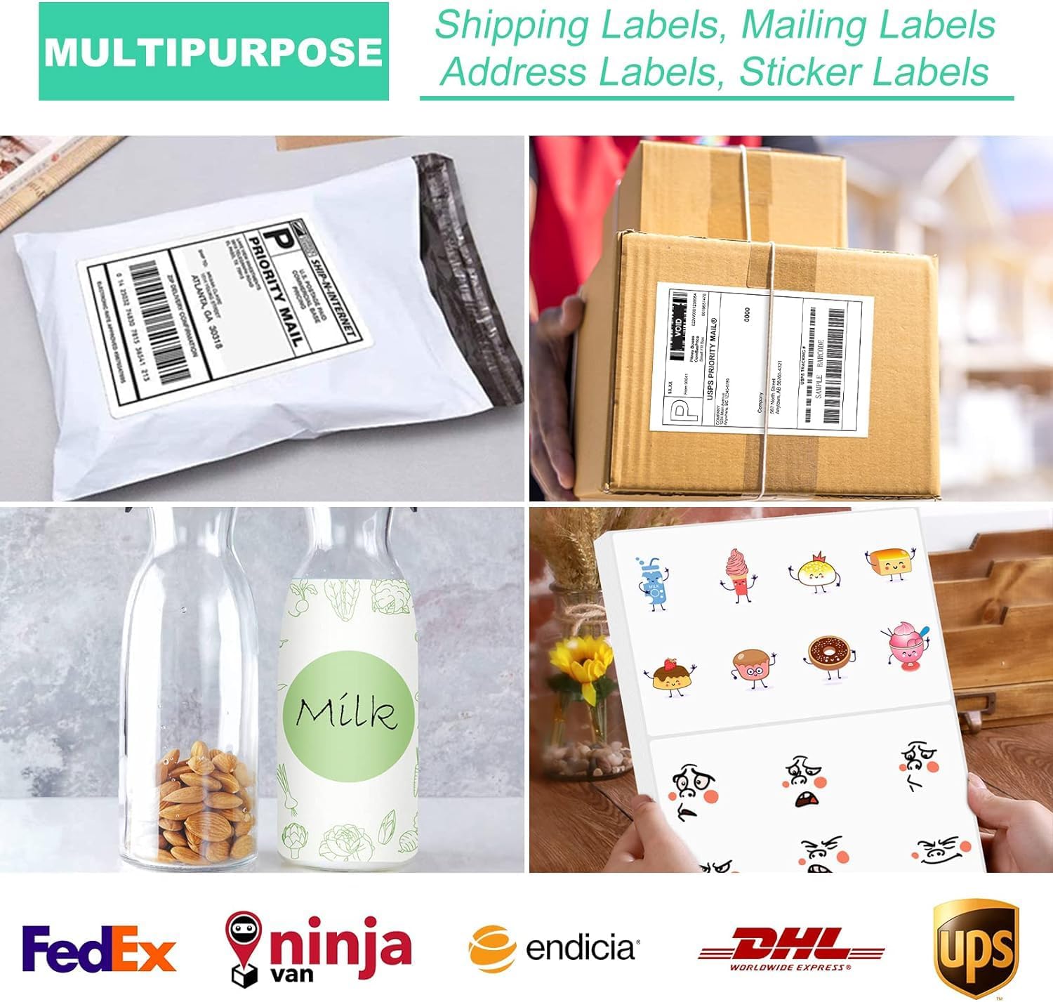Shipping Labels 8.5" x 5.5", 50 Counts Adhesive Labels Compatible Laser & Inkjet Printers, 2 White Labels Per Sheet image 5