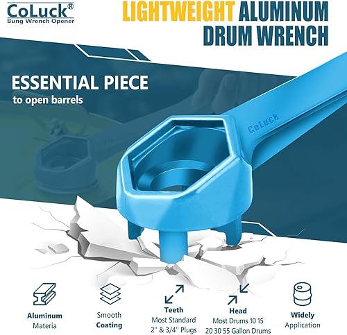 Miniatura 7 de Llave Bung, llave de tambor de galón, llave de barril de tambor de 55 galones, herramienta de apertura de tambor para abrir tambor de 10, 15, 20,
