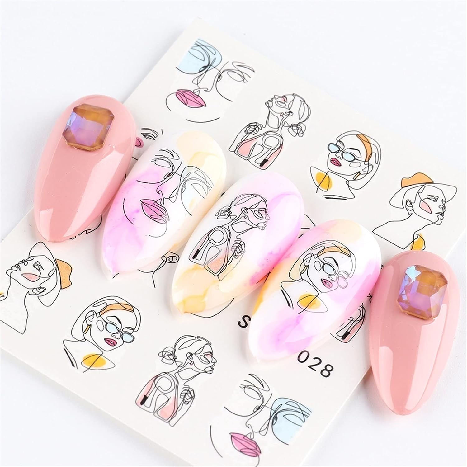 WZRY Nail Sticker, 7 Sheet Nail Art Sticker Liners Animal Flowers Tattoo Sliders Transfer Leaf Manicure Decoration (Color : 7 pcs) : Beauty & Personal Care