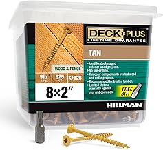 Deck Plus 2 Inch Epoxy Coated Exterior Wood and Fence Screws #8 x 2 Torx/Star Drive Included Coarse Thread, Outdoor Rust Resistant Decking Screw, Tan, 5 lb Box, 625 Pieces | 48414
