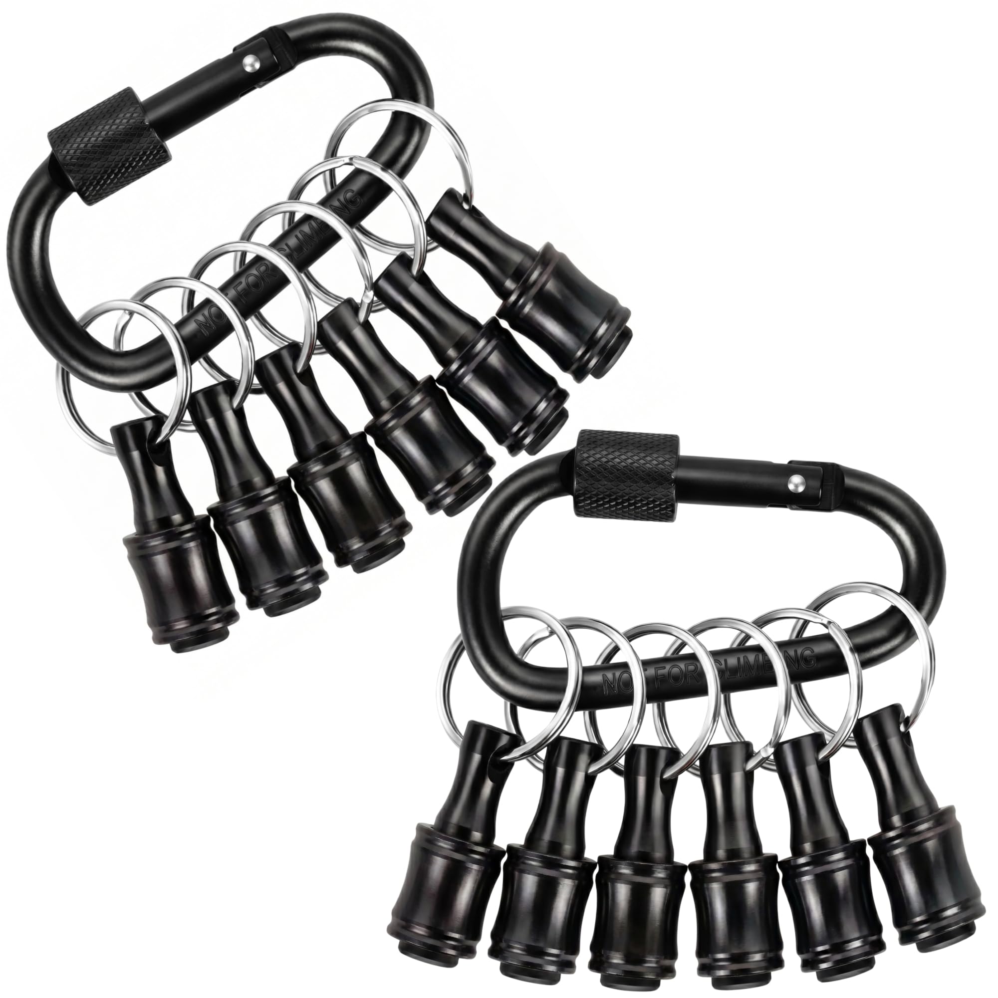 FACAINCXS Bit Holder 1/4 inch Hex Shank Screwdriver Bits Holder Extension Bar Keychain Screw Adapter Drill Change Hand-held Screwdrivers Drill Bits Holder Portable (2Set-Black) A8-sct
