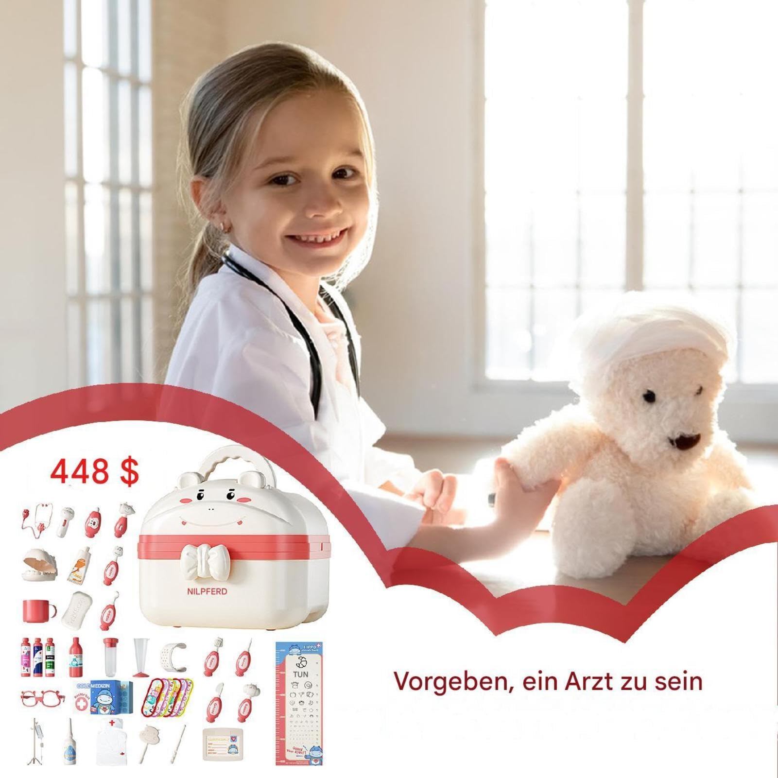 Set Completo Dottore per Bambini Design con fibbia progettato per | Kit Dottore Giocattolo per Bambini Aumenta la Loro Autostima, di Ruolo per