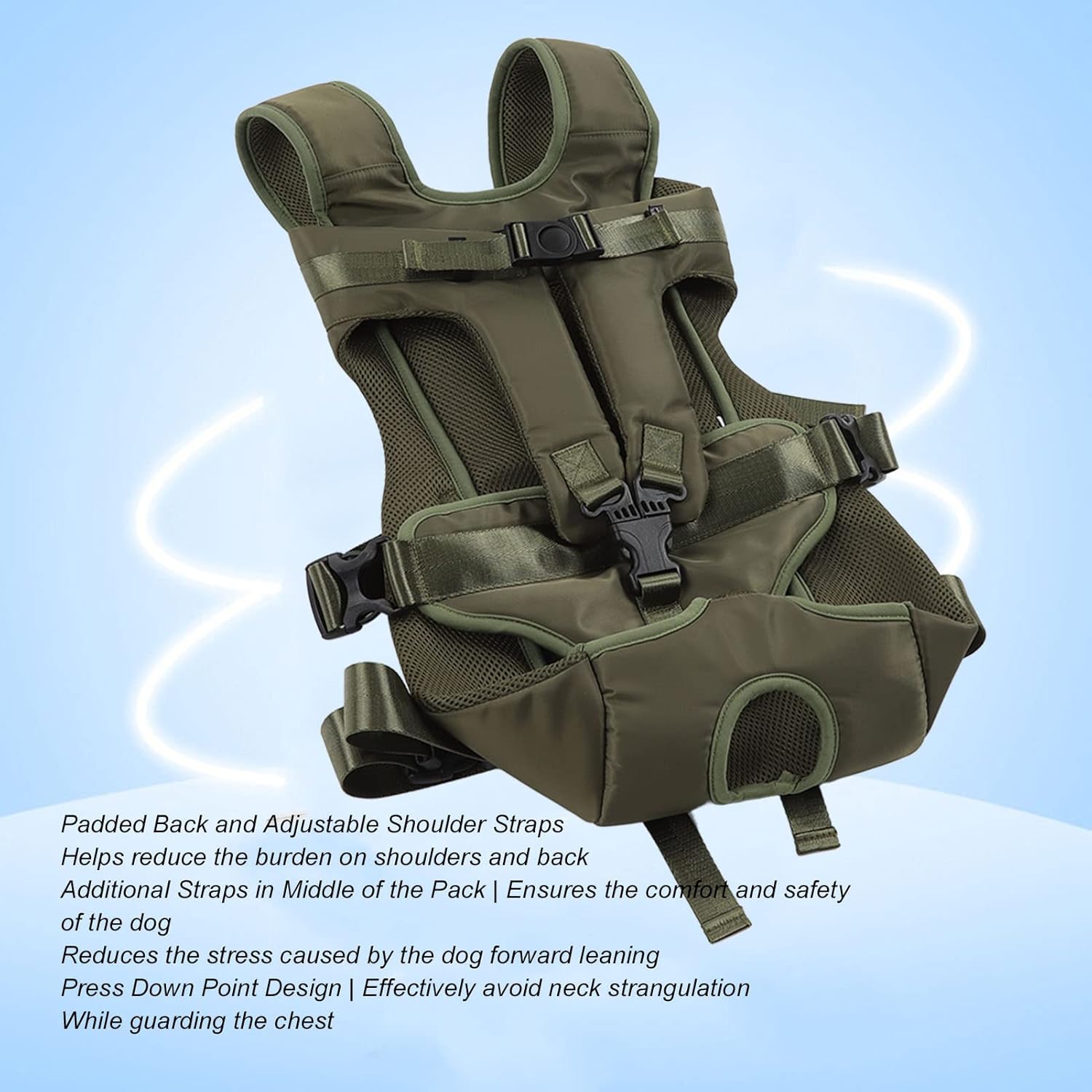 Pet Backpack Durable Adjustable Dog Front Backpack Waterproof Comfortable Thickened Puppy Bag for Cat Biking Traveling(M)