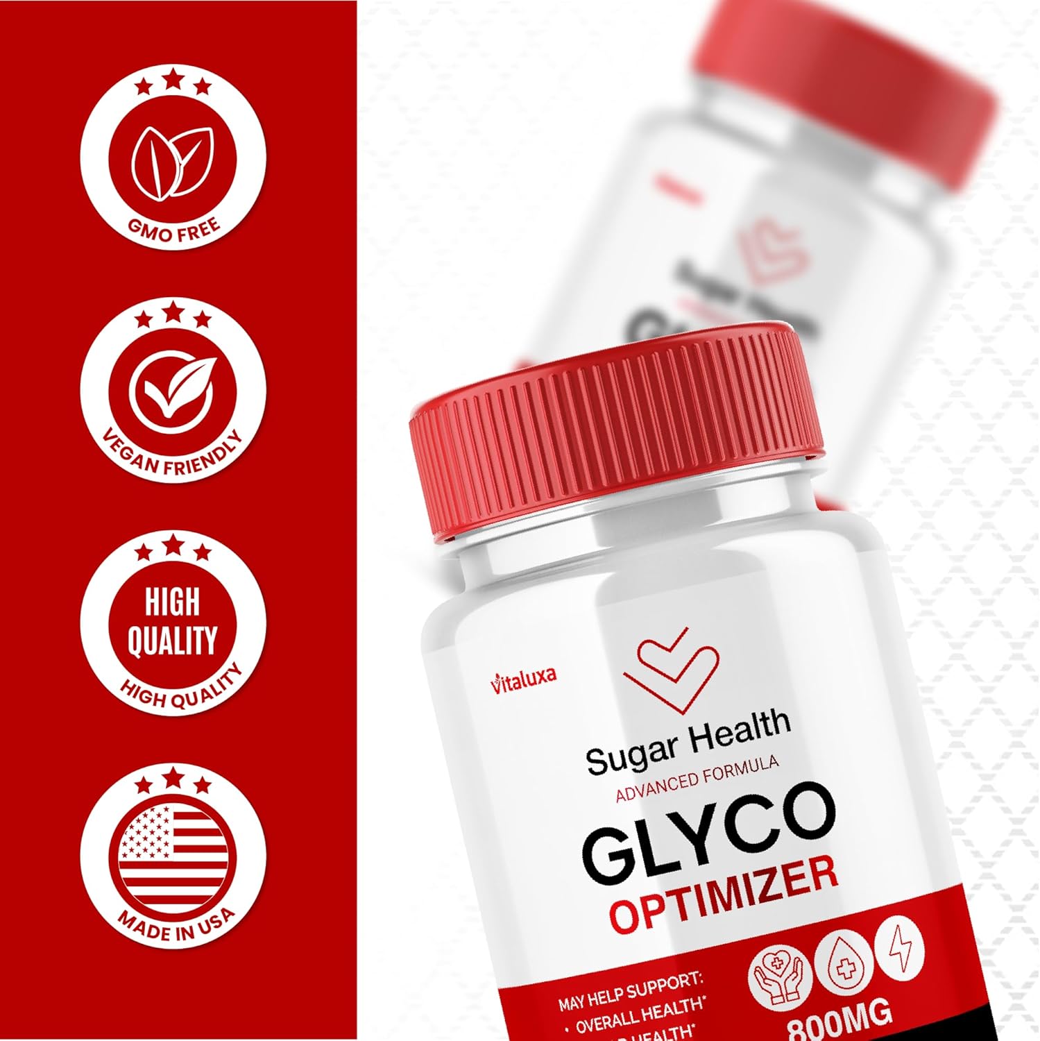 (2 Pack) Sugar Health Glyco Optimizer, Sugarhealth Glyco Vitamin Support Supplement Advanced Strength for Lungs, Sugar Health Pills Maximum Formula Blend - Overall Wellness Support (120 Capsules)