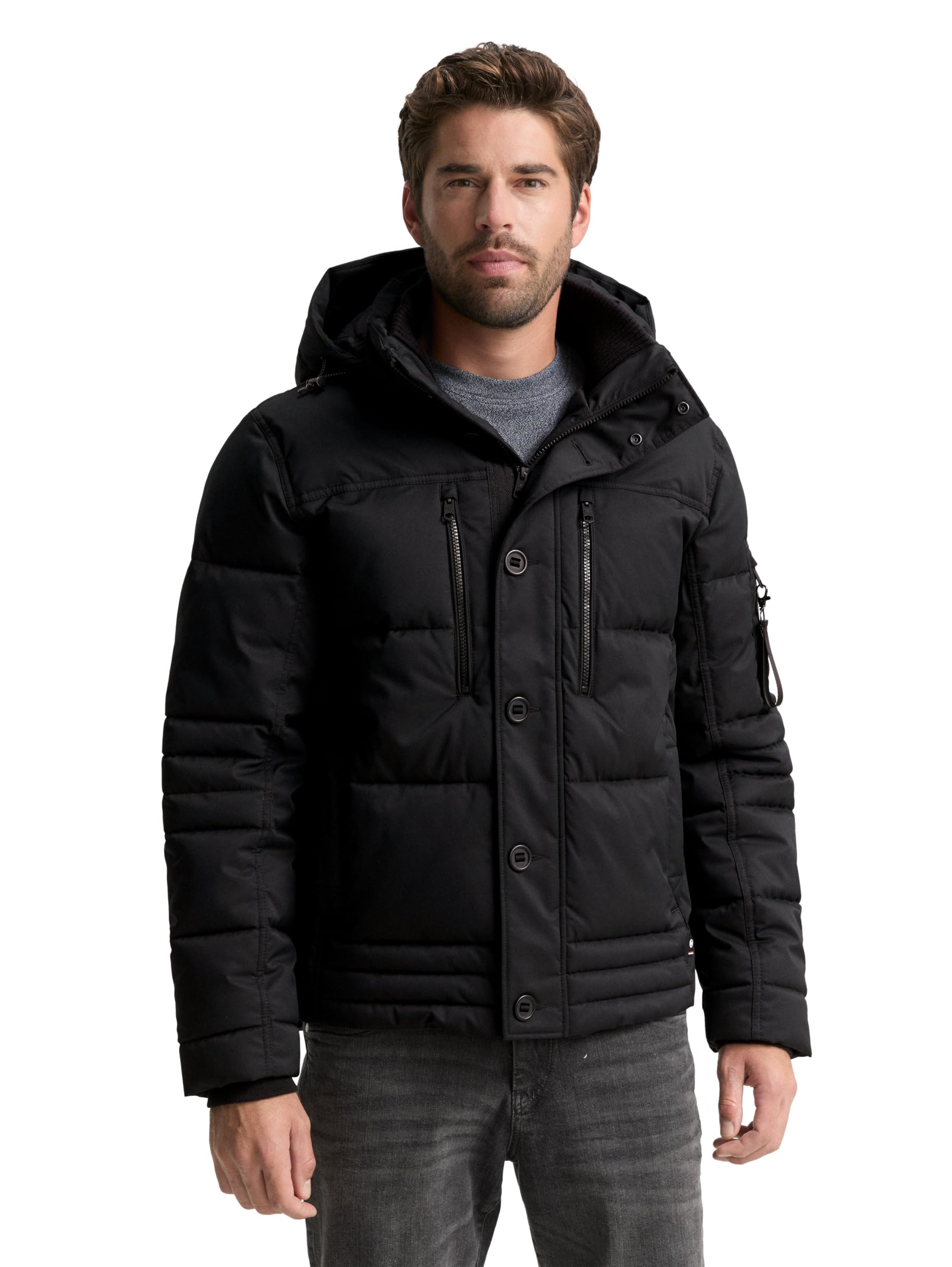 TOM TAILOR Herren 1046971 Pufferjacke mit abnehmbarer Kapuze