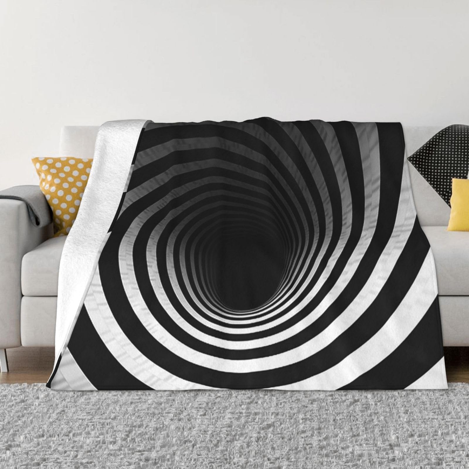 Couverture en flanelle respirante et chaude motif tunnel à spirales