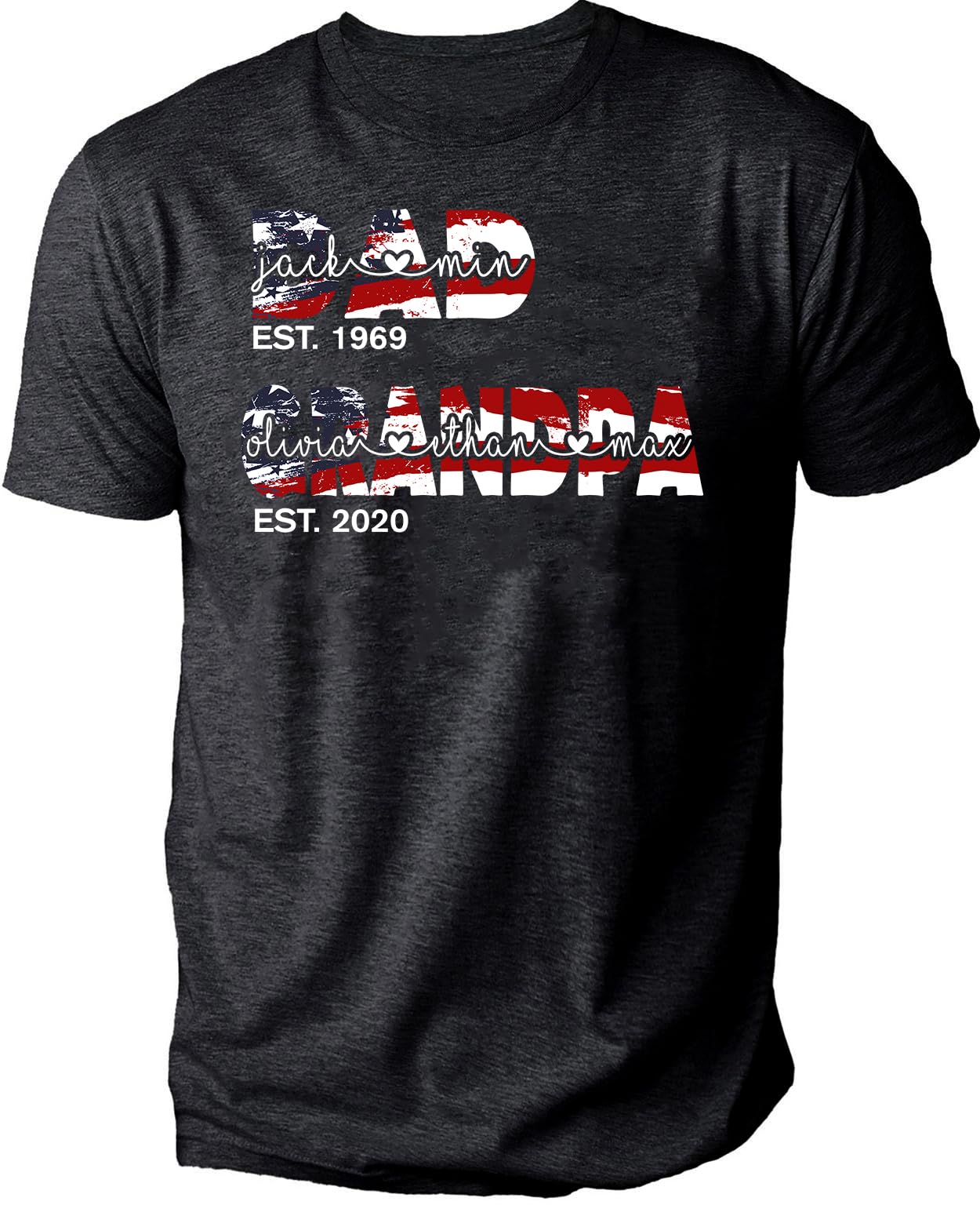 Customized Mens Grandpa American Flag Father's Day 4th of July First Gift for Dad Poppop Pop papa with Grandkids Names