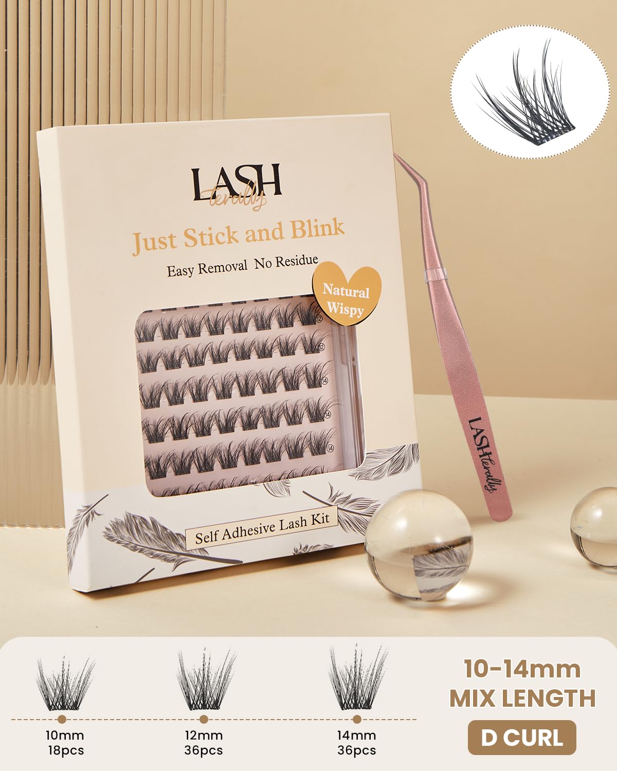 Self Adhesive Eyelashes Glue Free Lash Clusters Easy Removal Ultra Thin Lightweight Press on lashes Natural Wispy 10-14mm Fluffy False Eyelashes 90 Clusters Lash Clusters Kit