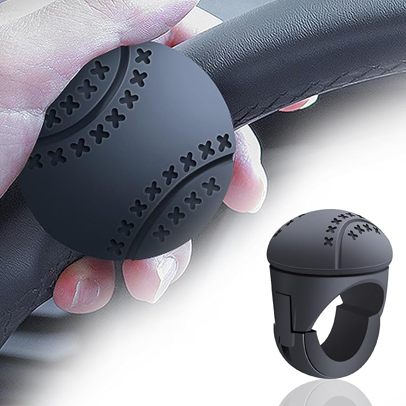 Manopla Giratória para Volante Pincuttee com Silicone Macio e Rolamento Metálico, Preta, 1 unidade