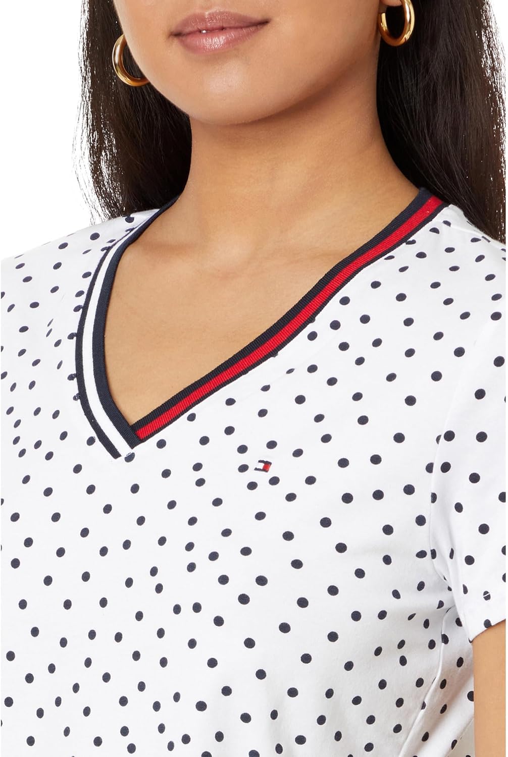 Tommy Hilfiger Womens Ss Core V-Neck Flag Tee - Solid - Image 3