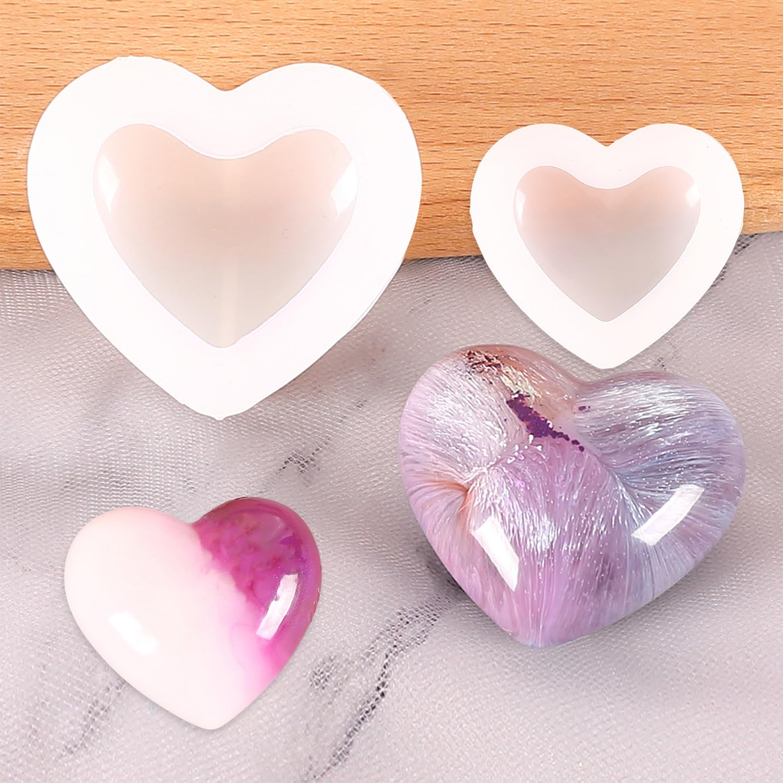 Suuwwn Lot 4 Moules Silicone Cœur 3D – Forme Amour Pour Bougies, Savons, Résine Époxy, Bricolage DIY