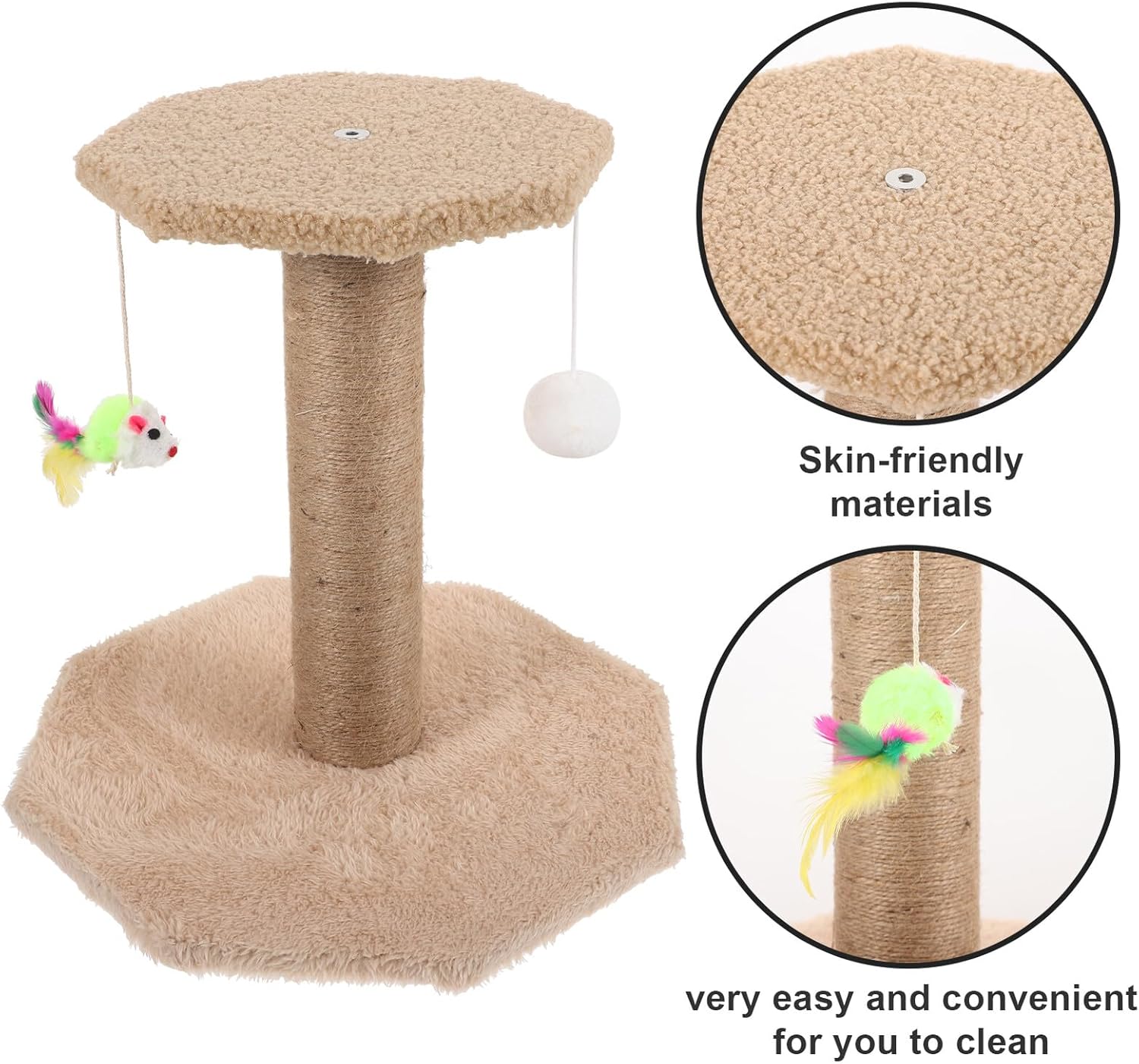 Toddmomy Cat Scratching Post Cat Claw Scratcher Pole with Wear-Resistant Sisal Rope Hanging Ball Small Size and Kitten Accessories