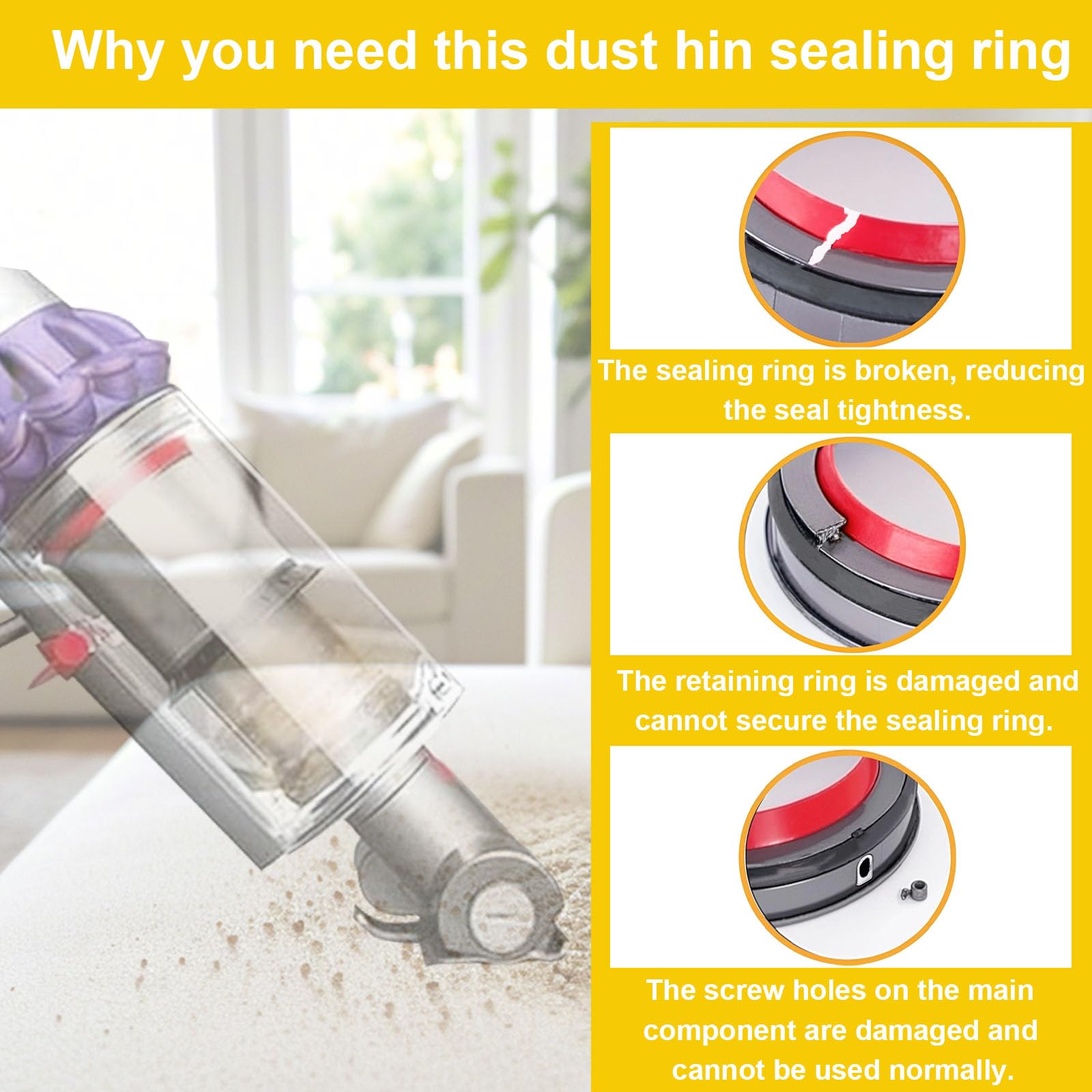 ZPSOX Dust Bin Canister Ring + Filter Replacement Parts Compatible with Dyson V10 SV12 Vacuum Cleaner Part,T8 Screwdriver + Sealing Ring Replacement for Dyson V10,Accessories Attachment for V10 SV12