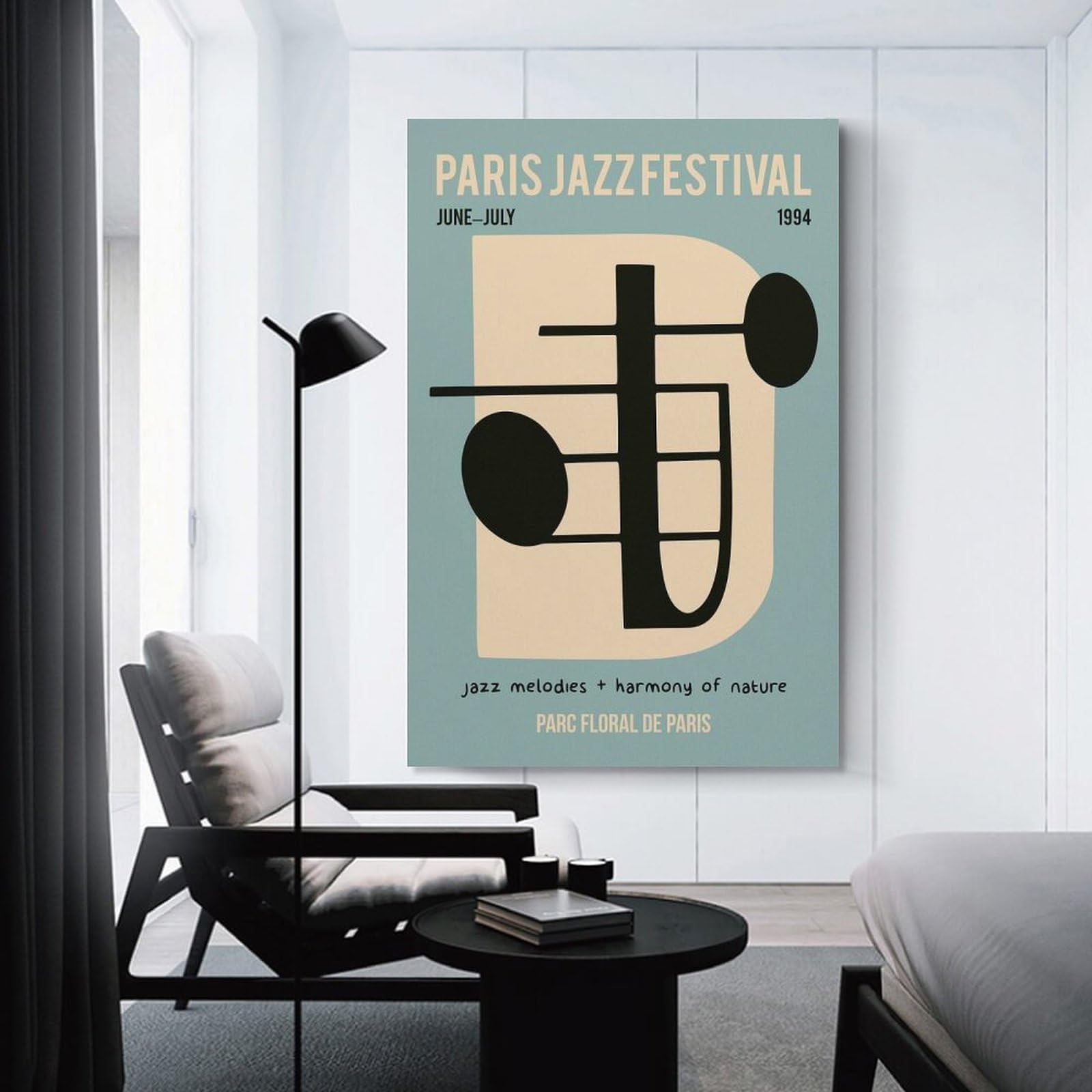 Junmoney Paris Jazz Music Festival Canvas Wall Decor, 20x30inch(50x75cm), for New Homes, Bedrooms Or Workspaces, Gift Idea for Housewarming And Birthdays
