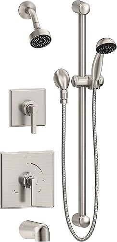 Miniatura 5 de Symmons 3606-H321-V-1.5-TRM Duro - Bañera de 2 manijas y 1 regadera con 1 rociador de ducha de mano en cromo pulido (válvulas no incluidas)