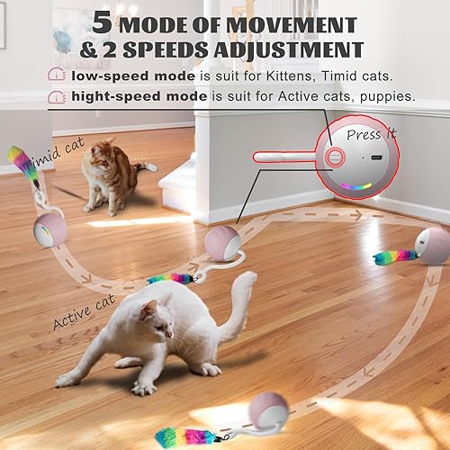 Miniatura 2 de Juguete para Gatos, Juguetes Interactivos para Gatos de Interior, DIY 5 en 1 Juguetes de Pelota para Gatos con Movimiento Automático/Juguetes para