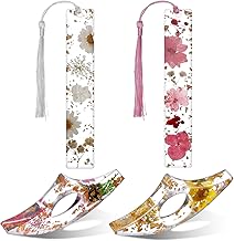 Ouligay 4PCS Flower Resin Bookmarks for Women Dried Flower Book Thumb Page Holder Bookmarks with Tassel Book Reading Accessories Gifts for Reading Lovers, Literary, Students, Teachers