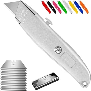 DIYSELF 1 Pack Box Cutter Retractable with 10 Blades, Heavy Duty Utility Knife for Cardboard, Carton, Box Opener, Box Cutt...