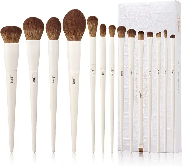 Hourglass Brush Set: 14Pcs Premium Synthetic Makeup Brushes for Contour & Eyes