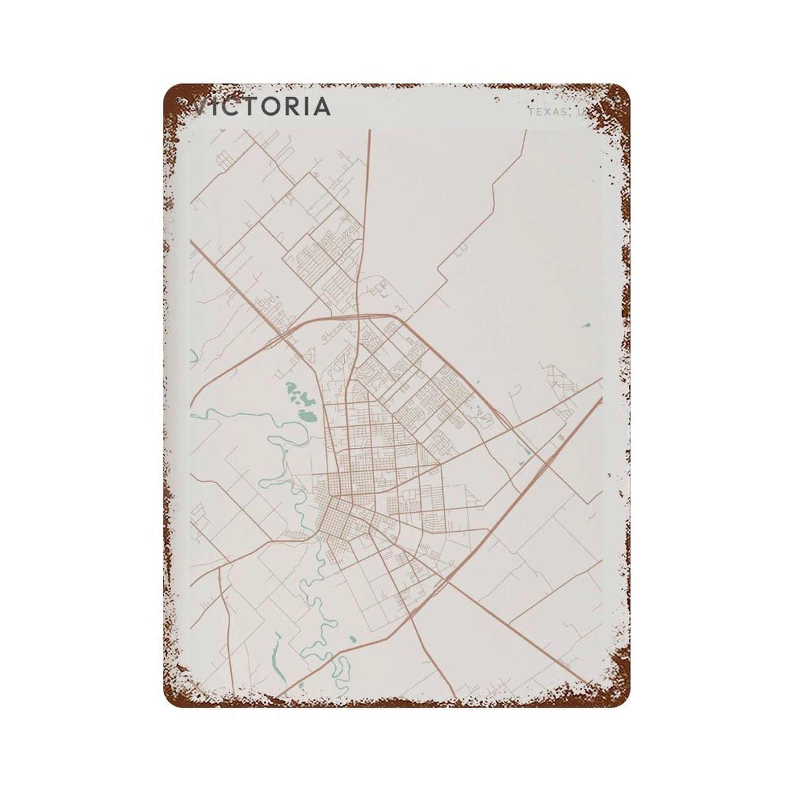 xiaoxiaoshen Victoria Map Texas Travel Gift Minimalist Wall Decor Art Metal Tin Poster Modern Home Decor Art Home Bar Shop Decorations Vintage Sign 40x30cm