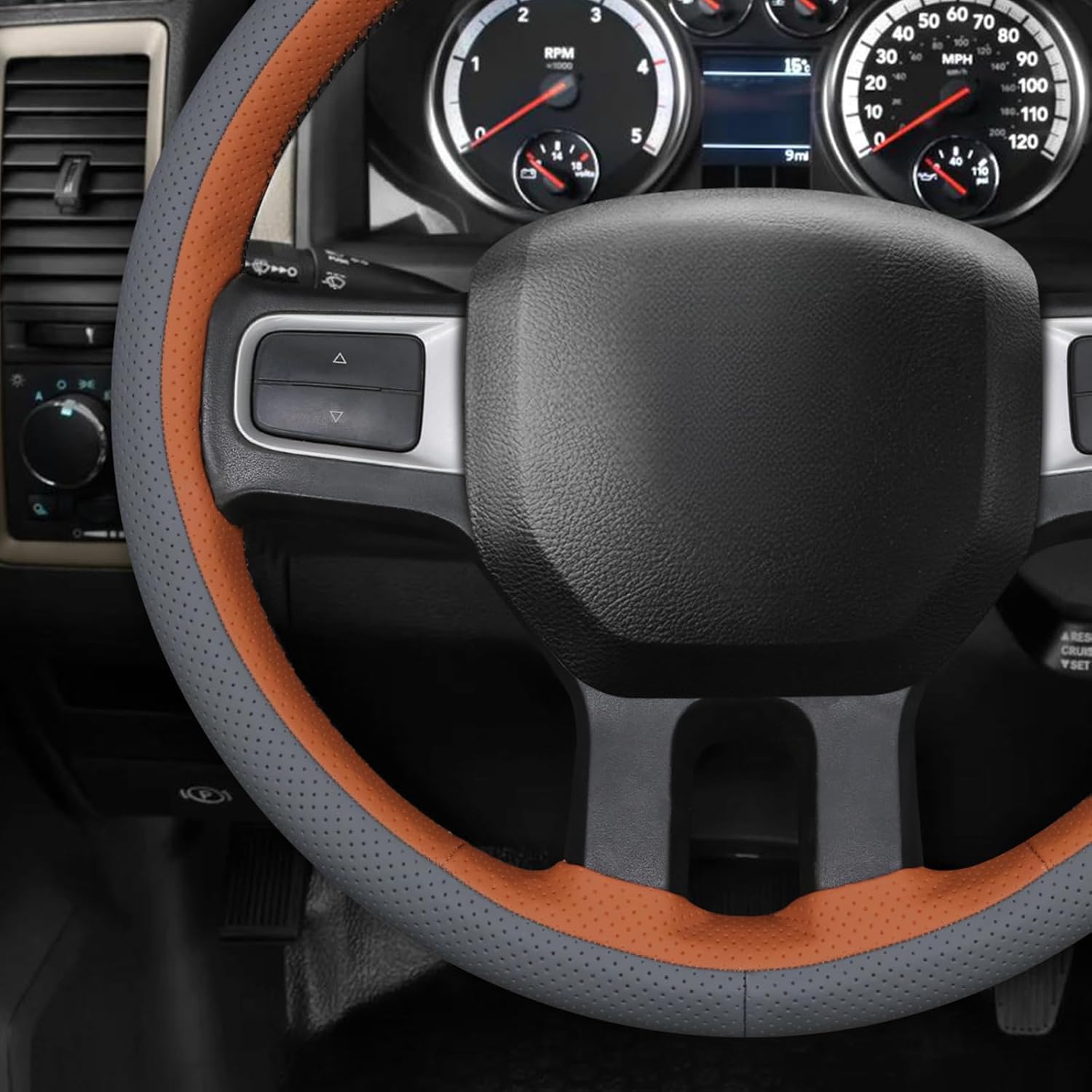 MEWANT Hand Sewn 3D Style Steering Wheel Cover Wrap for Dodge RAM 2500 2009-2010 Steering Wheel Accessories for Dodge RAM 2500