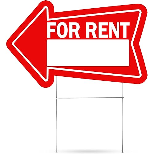 Huge Large For Rent Arrows Yard Sign Double Sided With Stake Stand Large 22 Inch By 12 Inch Arrow Red Home House Apartment (1)