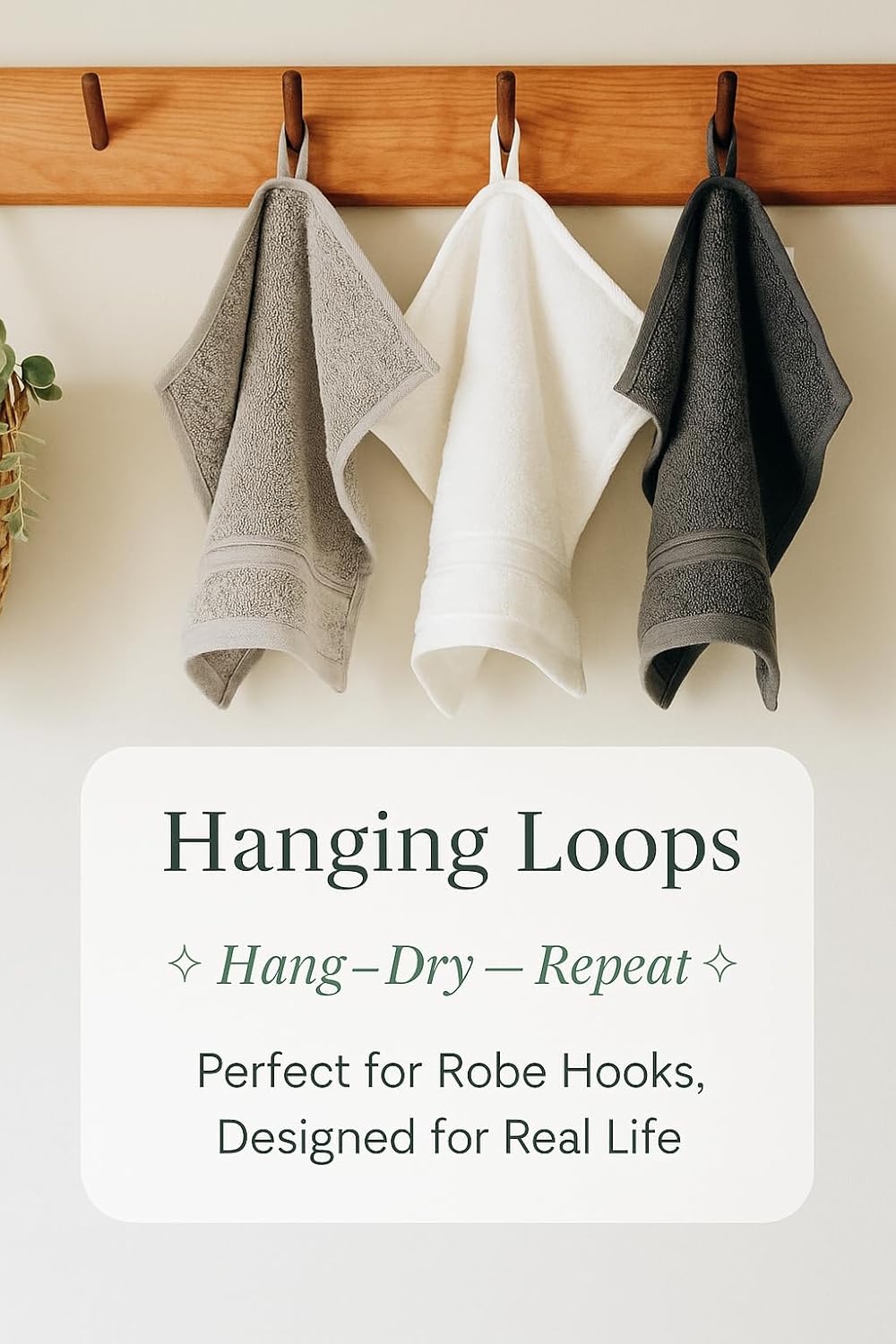 Milara Turkish Super-Plush Wash Cloths Set 4-Piece | Premium 100% Cotton Washcloths Absorbent, Durable with Hanging Loops | Silver Gray Bath Washcloths, (13 x 13 Inch) - Image 5