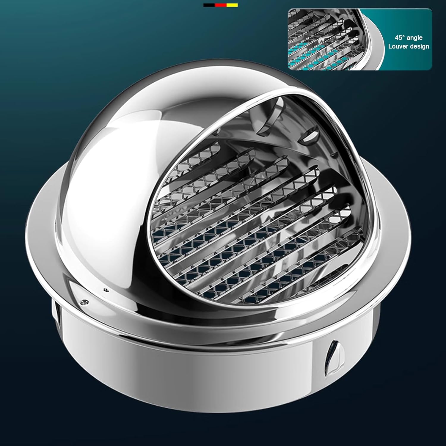 304 Stainless Steel Chimney Cowl,Exhaust Pipe Chimney Rain Cap,Anti-Downdraught Fits,Round Vent Hole Ventilating Cowl,Windshield Exterior Wall Air Outlet,Range Hood Rain Cover (110mm/4.3in)