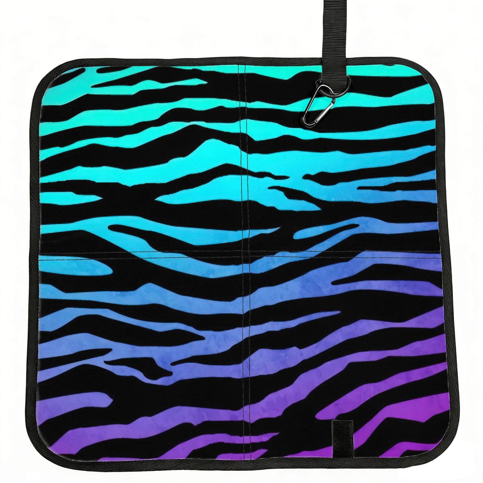 YGLHBDPBF Purple Blue Green Camouflage Zebra Stripes Print Camping seat cushion,Foldable Sitting Pads,Save Backpack Space for Hiking