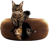 Vista 9 de Cattasaurus Peekaboo - Cueva para gatos, extra espaciosa para múltiples y grandes gatos de más de 12 libras, camas desmontables para gatos