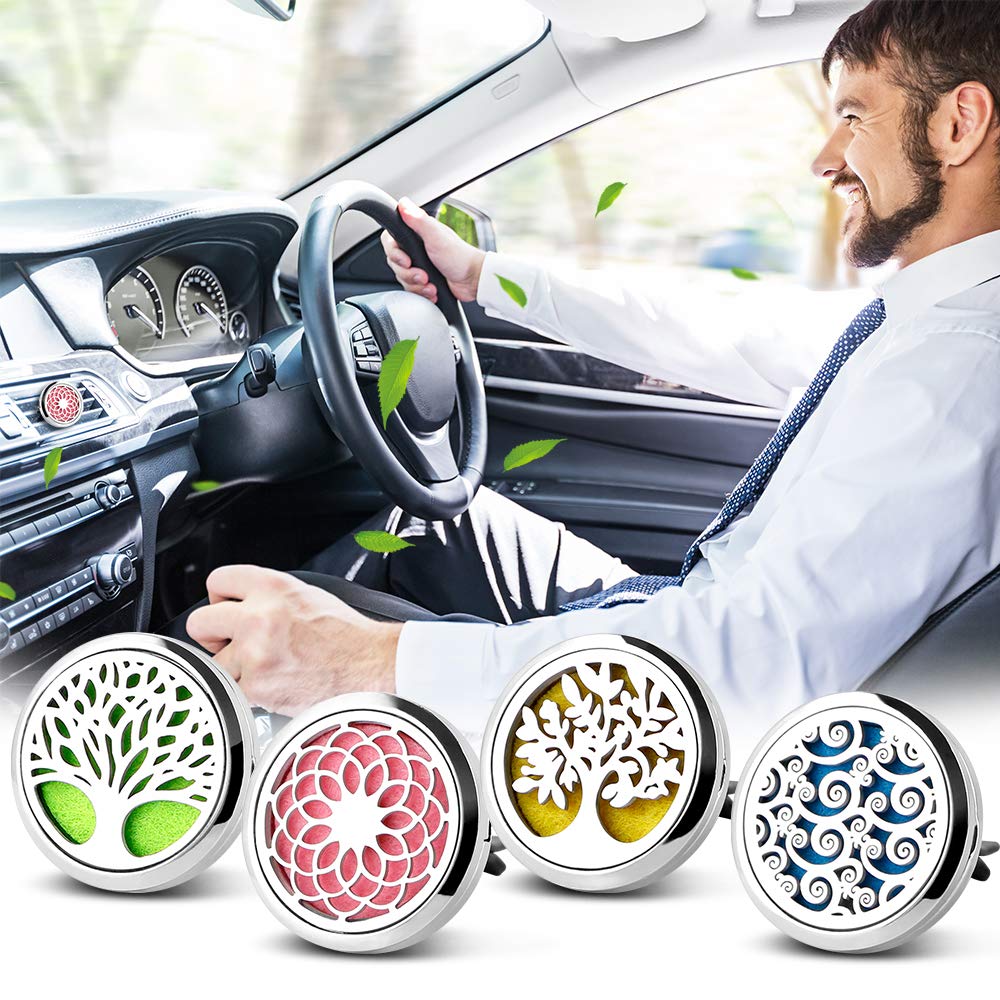 4PCS Car Vent Clip Diffuser Set with Felt Pads – Reusable Alloy Air Freshener Holder for Car, Office & Home, Gift for Women & Men, Christmas, Valentine's Day, Birthday