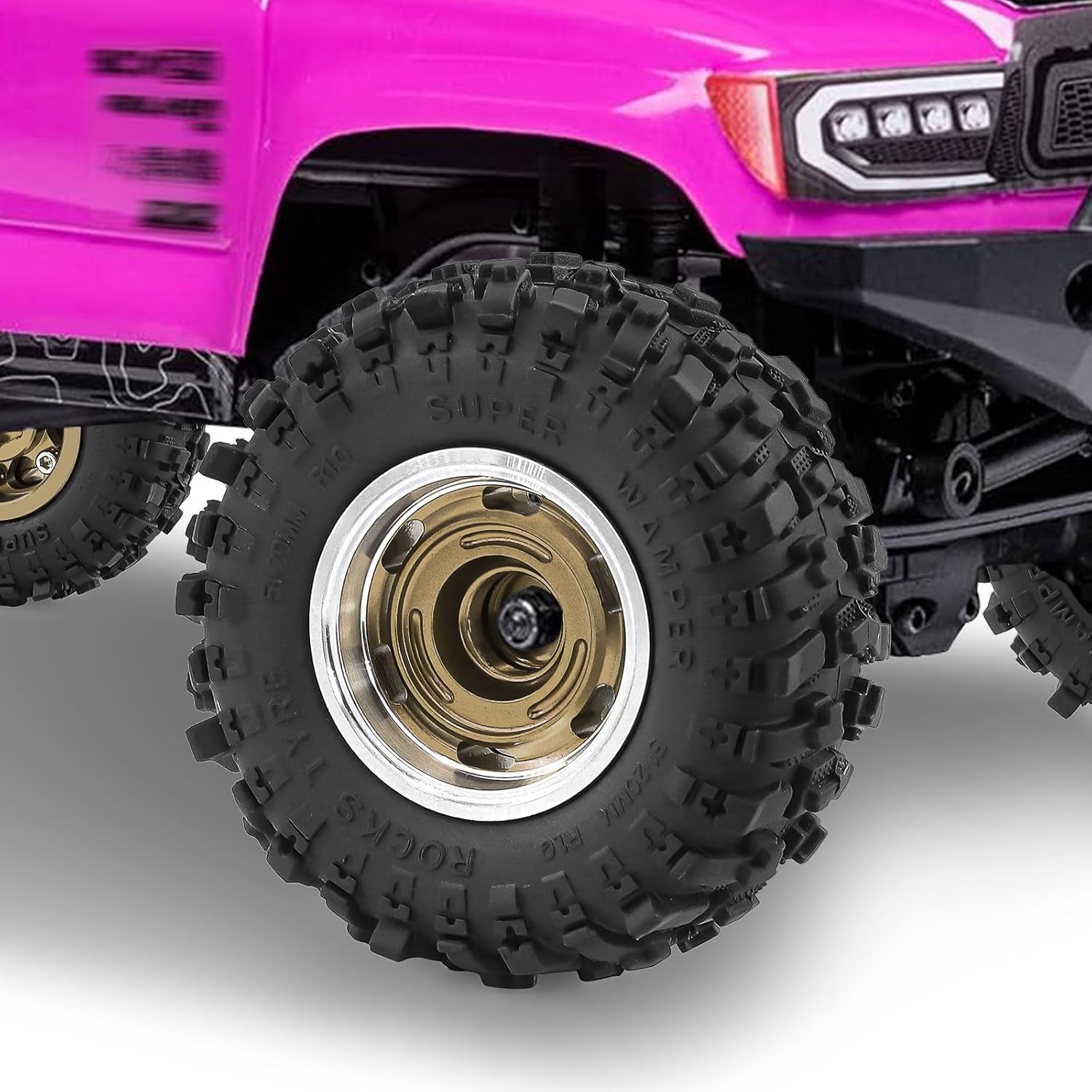 1.0" Aluminum Beadlock Wheels and Tires for 1/24 Axial SCX24, 1/18 TRX4M RC Crawler – Upgrade Set (Bronze)