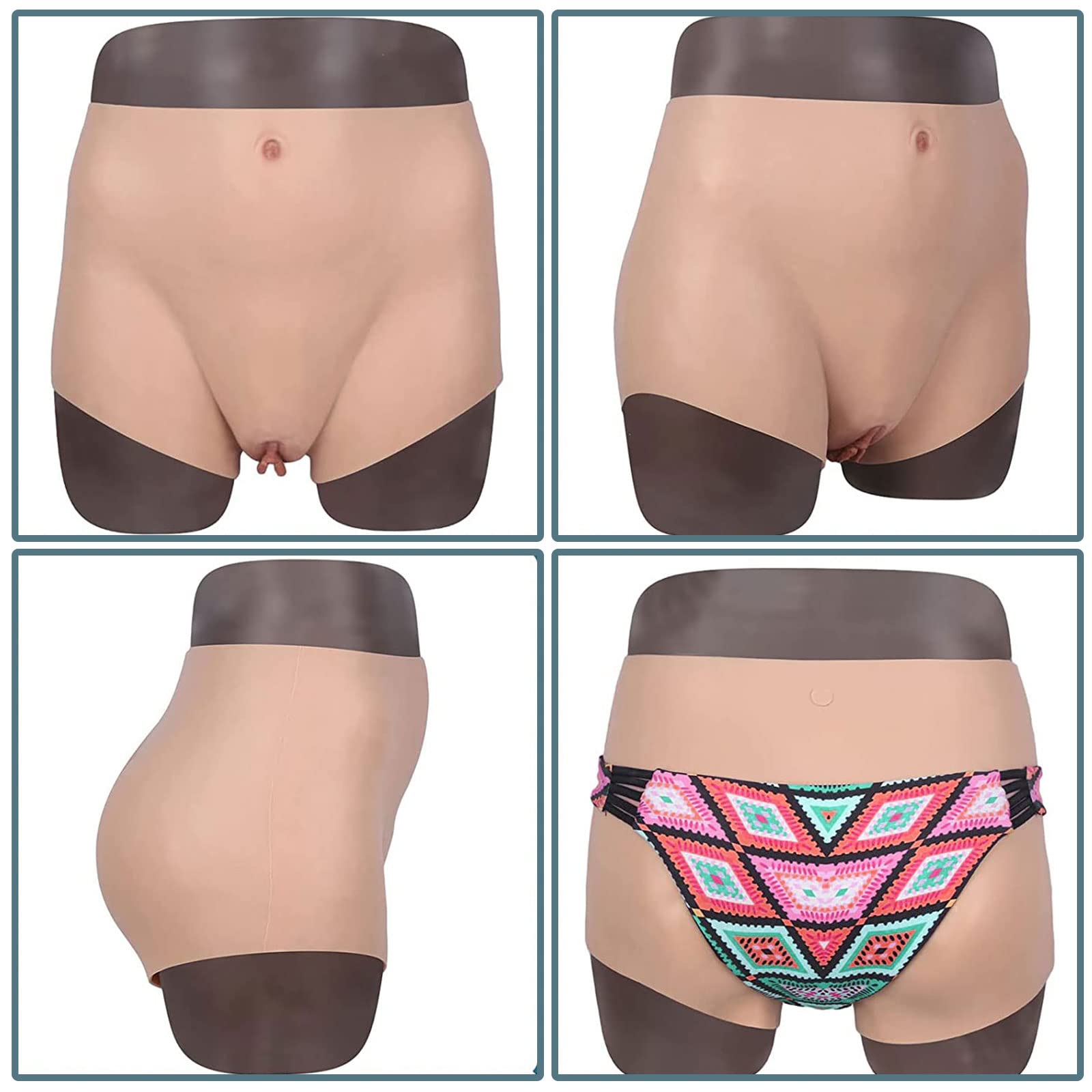 Bragas de Crossdresser de Silicona para Hombres Pantalones de Triángulo de Vagina Falsa Sexy para Drag Queen Transgénero Travesti(Color:Color 3)